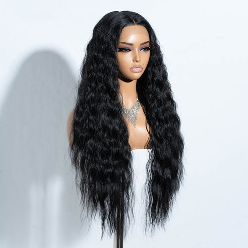 FREEDOM Curly Synthetic Lace Front Wig – 30 Inch Ombre Blonde with Ginger Highlights