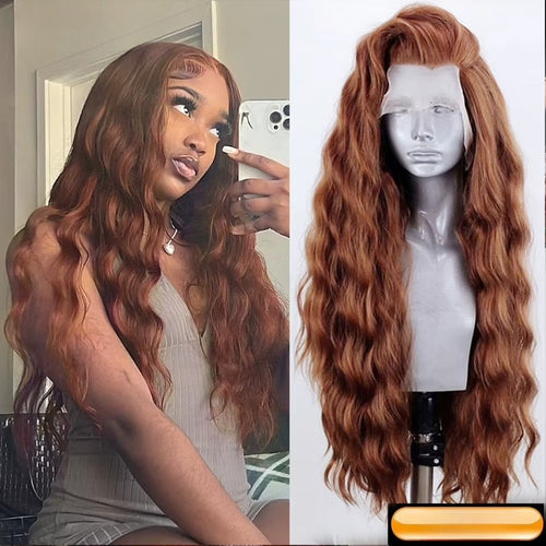 AIMEYA Long Wavy Synthetic Lace Front Wig – Blonde