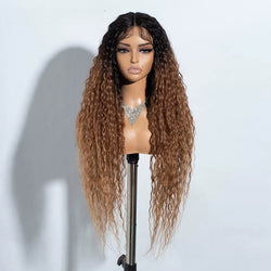 FREEDOM 34 Inch Curly Synthetic Lace Front Wig – Ombre Brown