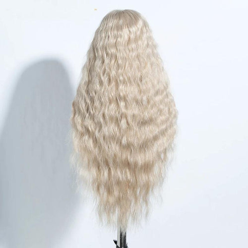 FREEDOM Curly Synthetic Lace Front Wig – 30 Inch Ombre Blonde with Ginger Highlights