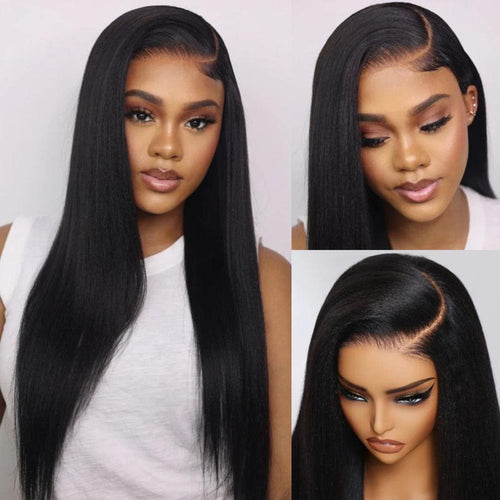 UNice Yaki Straight Human Hair Wig – 7×5 / 13×4 Lace, Pre-Plucked, Pre-Cut, Pre-Bleached, Glueless, 150% Density